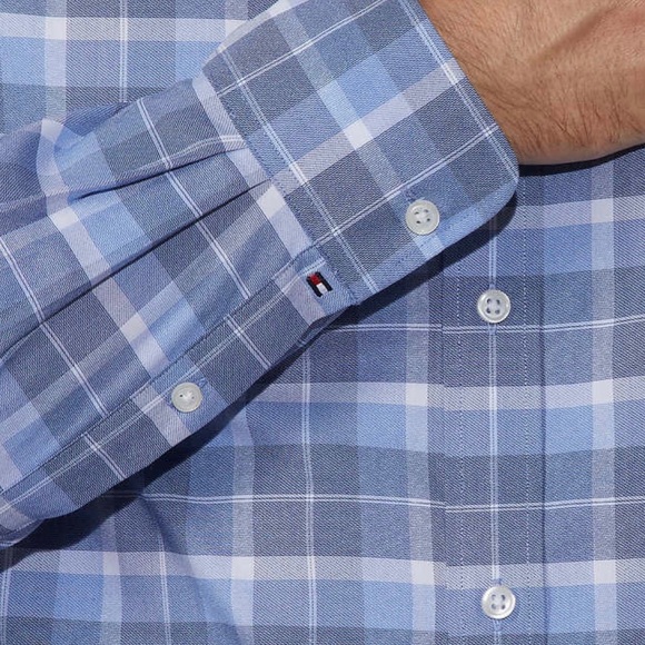 NWT Tommy Hilfiger Men Blue All Season Stretch Shirt Blue Size L - Picture 4 of 5